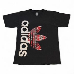 Adidas Black Tee with Red Pattern Logo